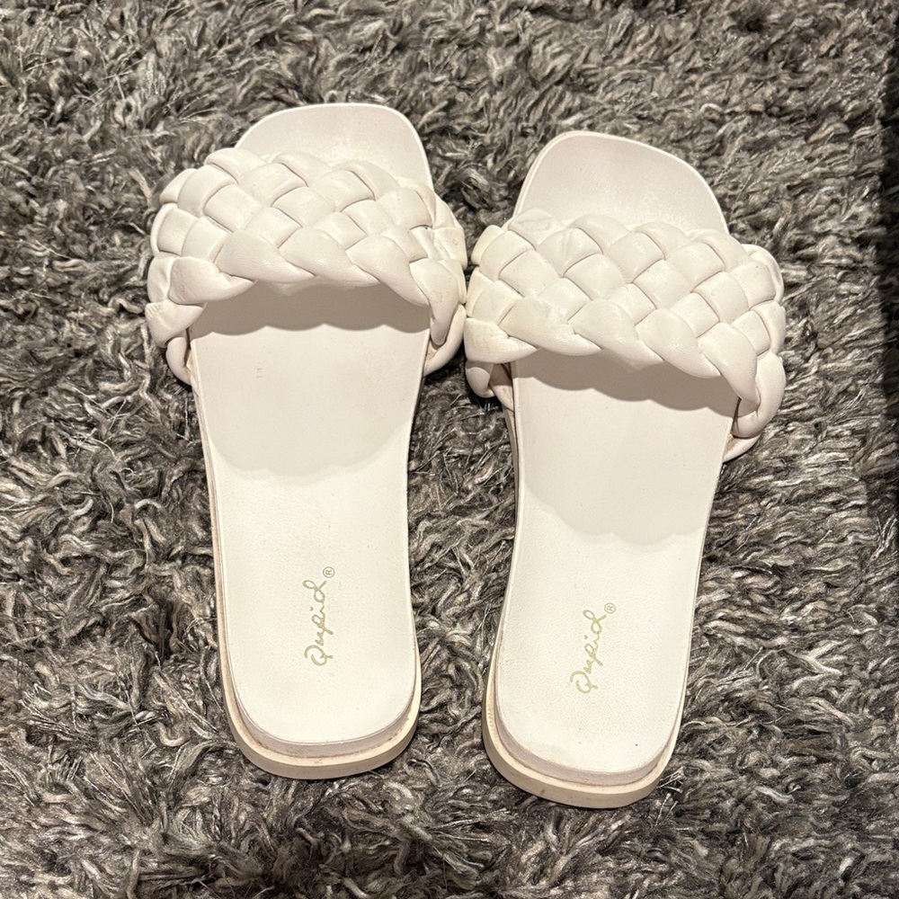 White Braided Slide Sandals